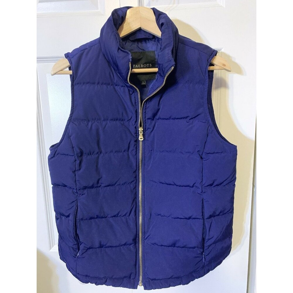 Talbots Blue Button Up Puffer Vest Sz‎ S